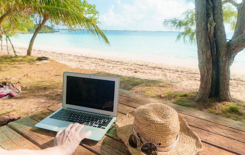 Skyscanner found that one in six people surveyed globally plan to work while on holiday in 2023. Photograph: Matt Claiborne/Getty Images