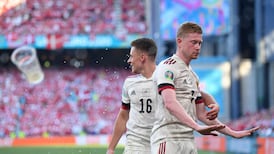 Kevin De Bruyne turns tide in Belgium’s favour on day of high emotion