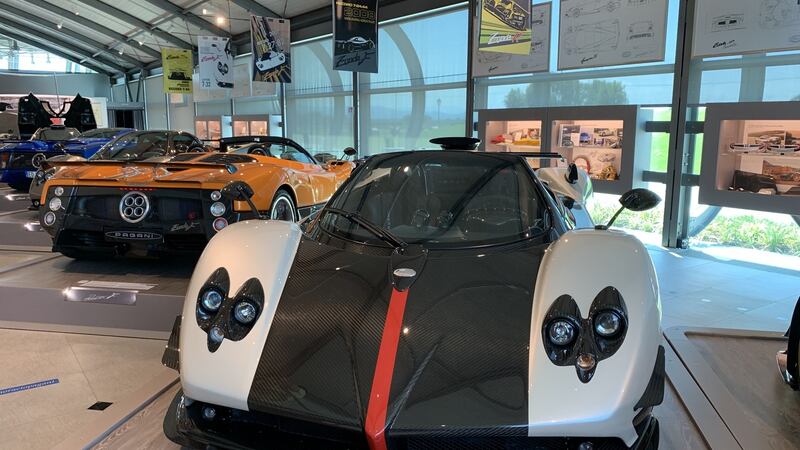 In the Pagani museum, there is the F2 racer, a home-made scrambler bike, and then six Zondas, plus a lone Huyara