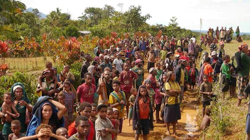 Residents wait to receive aid after an earthquake in Papua New Guinea in this handout image released March 7th, 2018. Photograph: MAF International