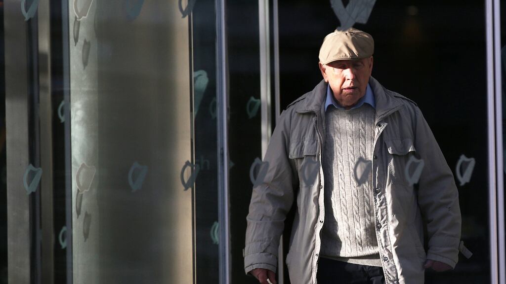 Michael Shine (86), of Ballsbridge, Dublin, leaving court after he was found guilty of 13  offences  committed during medical examinations. Photograph: Collins Courts