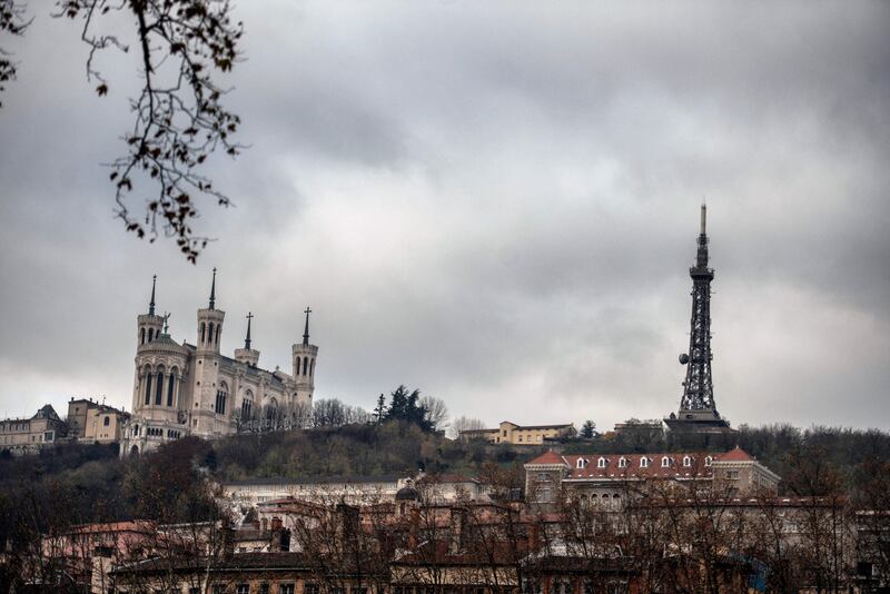 The metal tower on Fourvière hill in Lyons, just the 6,700km from West Virginia. Photograph: Jeff Pachoud/AFP via Getty Images