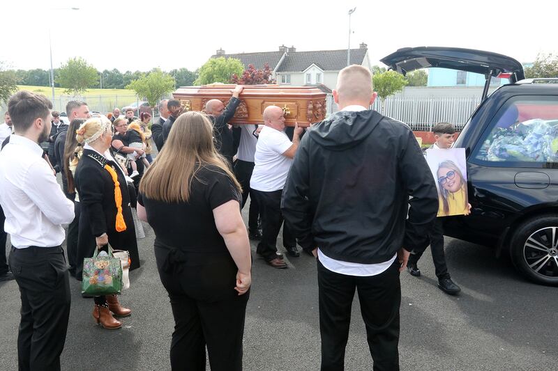 The funeral procession arrives at the church. Photograph: Brendan Gleeson