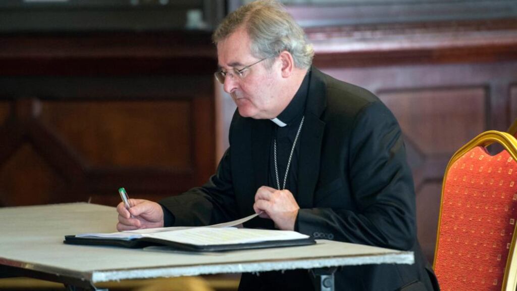 Bishop William Crean of Cloyne prepares to speak on the review of child safeguarding in the diocese by the National Board for the Safeguarding of Children in the Catholic Church in Ireland. Photograph: Michael Mac Sweeney/Provision