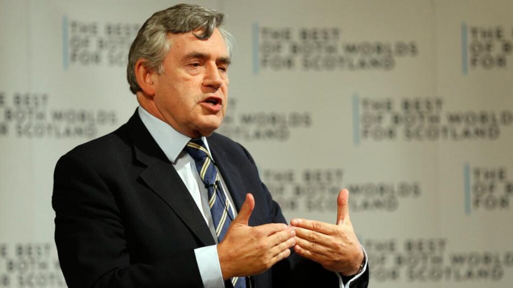 Former British prime minister Gordon Brown: “Scottish voters deserve to know to the fullest extent possible about how new powers as ambitious as possible will be delivered as soon as possible within the UK.” Photograph: Reuters/Russell Cheyne