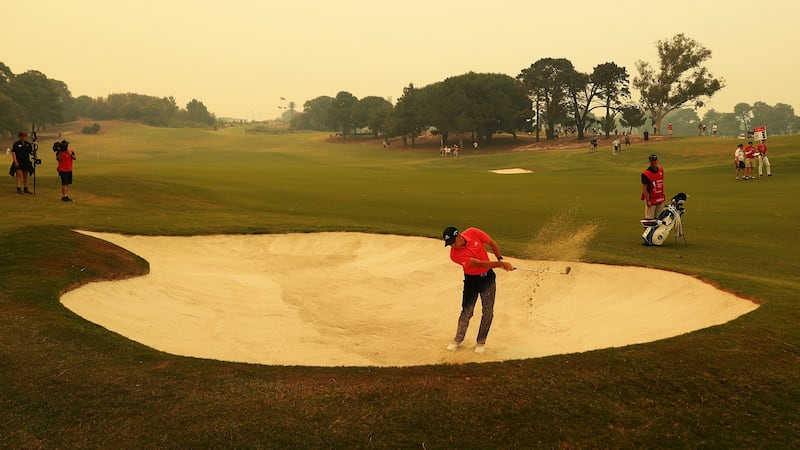 Sergio Garcia plays from a bunker. Photo: Mark Metcalfe/Getty Images