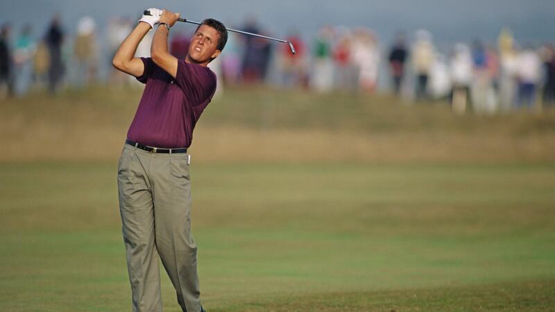 Phil Mickelson playing for the United States during the 1991 Walker Cup at Portmarnock Golf Club. Photograph: David Cannon/Getty Images