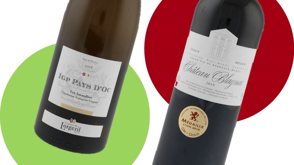 Lidl’s Christmas line-up: Chardonnay-Sauvignon-Viognier Les Amandiers and Château Blagnac Haut-Médoc