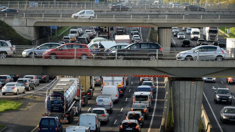 Bursting at the seams: Dublin’s orbital ring road, the M50, is already operating beyond its limits. Photograph: Alan Betson
