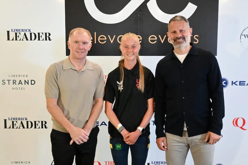 Ava Crean with former Manchester United players Paul Scholes and Ryan Giggs