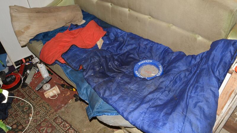 Undated handout photo issued by Lincolnshire Police of a caravan which men were forced to live in by the Rooneys. Photograph: Lincolnshire Police/PA