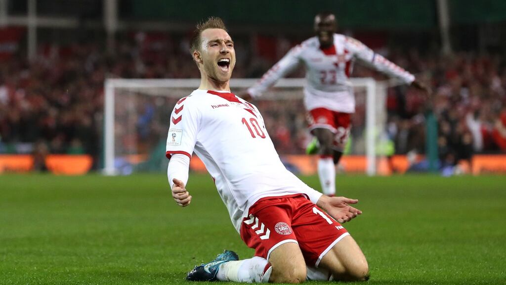 Christian Eriksen and his Denmark team-mates will return to the Aviva stadium on October 13th for a Nations League match against the Republic of Ireland. Photograph: James Crombie/Inpho