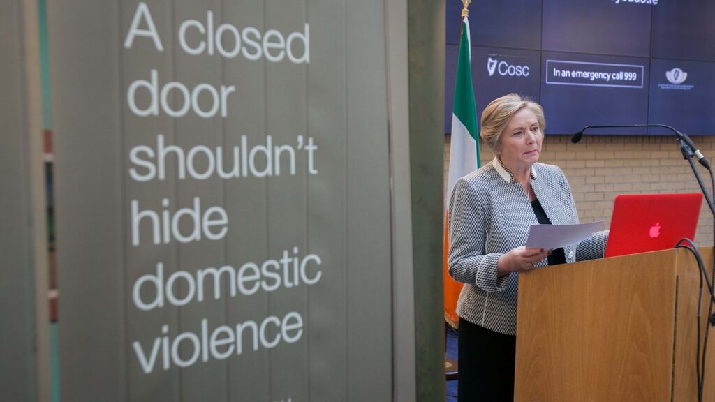 Frances Fitzgerald, Minister for Justice and Equality, during the launch of the national awareness campaign on domestic violence, “What would you do? Photograph: Gareth Chaney Collins