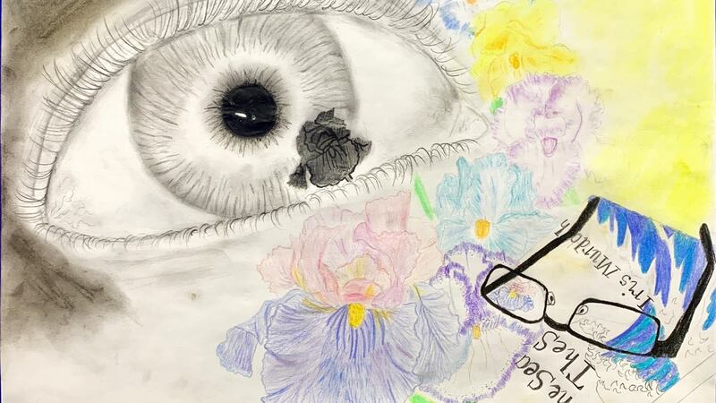 The winning entry in the Irish Murdoch prize at the Irish Young Philosopher Awards at UCD on Wednesday: The illustration by Amelia O’Donnell, a fifth class pupil at Scoil Phadraic Cailini National School in Donabate, north Dublin, will be used as  one of the designs for  #PhilosophybyPostcard project.