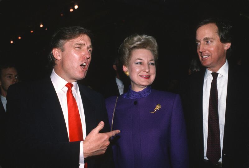 Donald Trump with his sister Maryanne Trump Barry and his brother Robert Trump in 1990. Photograph: Sonia Moskowitz/Getty