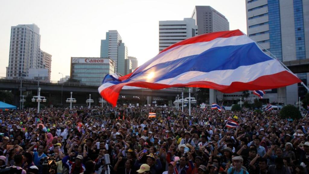 Anti-government protesters take part a rally in Bangkok today. Photograph: Chaiwat Subprasom/Reuters