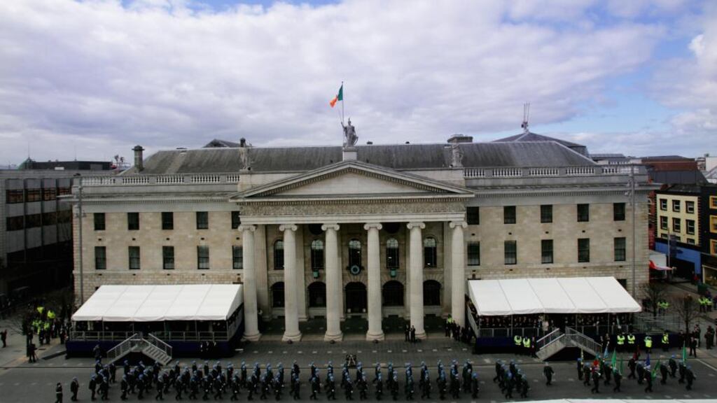 UN Veterans participate in the Commemoration Parade to mark the 90th Anniversary of the Easter Rising passes. Taoiseach wants to “go to the country in the sacred days of 2016”. PHOTOGRAPH: BRYAN O’BRIEN
