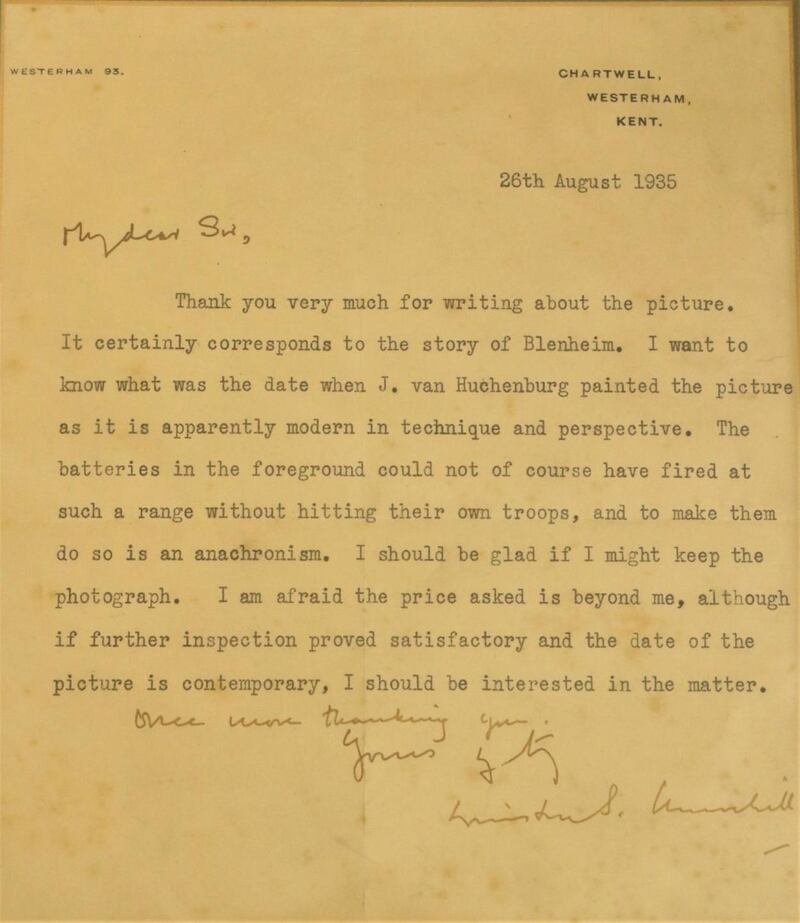 Letter from Winston Churchill (€700- €1,000)