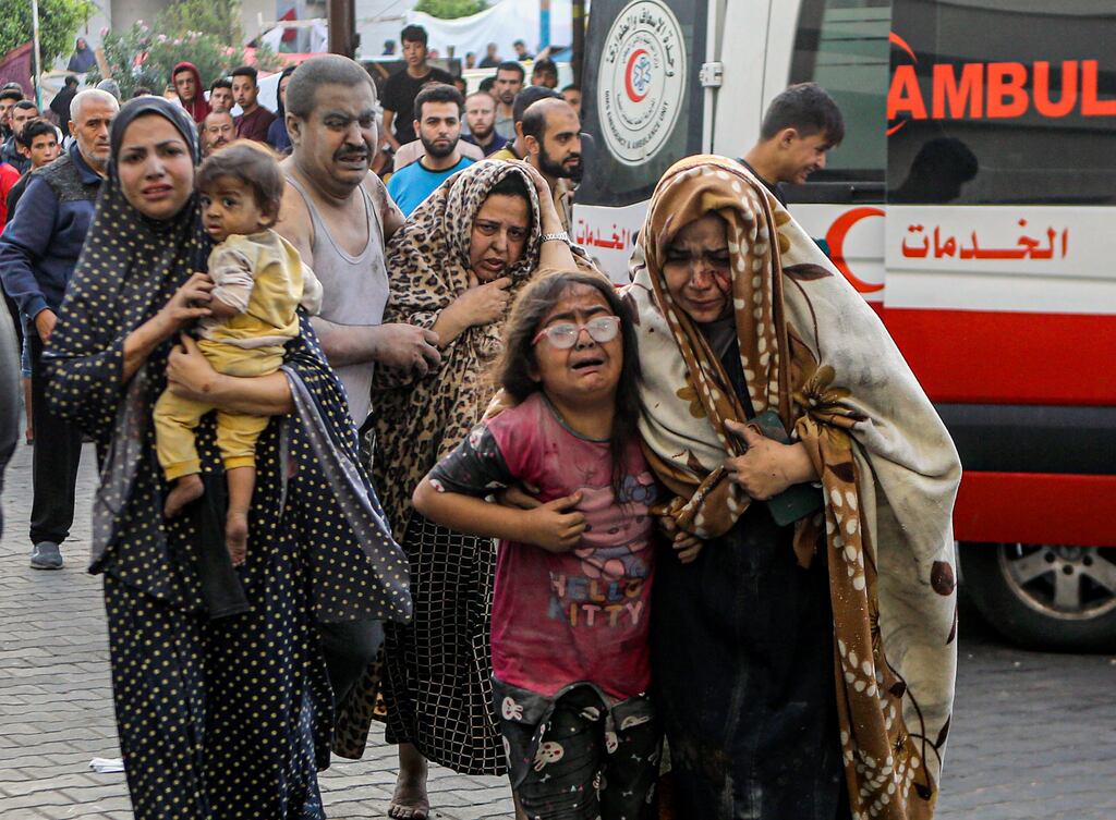Al-Shifa hospital: patients, medical staff have left Gaza’s largest hospital. Photograph: Abed Khaled/AP