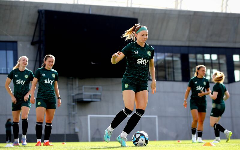Hayley Nolan training with the Republic of Ireland in Budapest, Hungary. 'It’s the best league in the world, it’s just where you want to be as a professional footballer.' Photograph: Ryan Byrne/Inpho