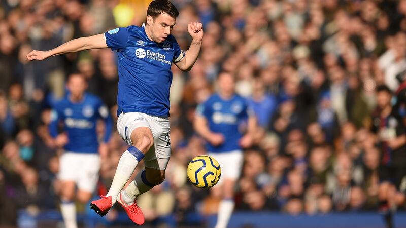 Everton’s Séamus Coleman controls the ball during the Premier League match against Crystal Palace at Goodison Park. Photograph: Oli Scarff/AFP via Getty Images