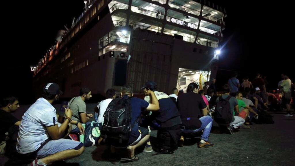 Syrian refugees prepare to board the passenger ship Eleftherios Venizelos at the port on the Greek island of Kos, August 15th, 2015. Photograph: Alkis Konstantinidis/Reuters