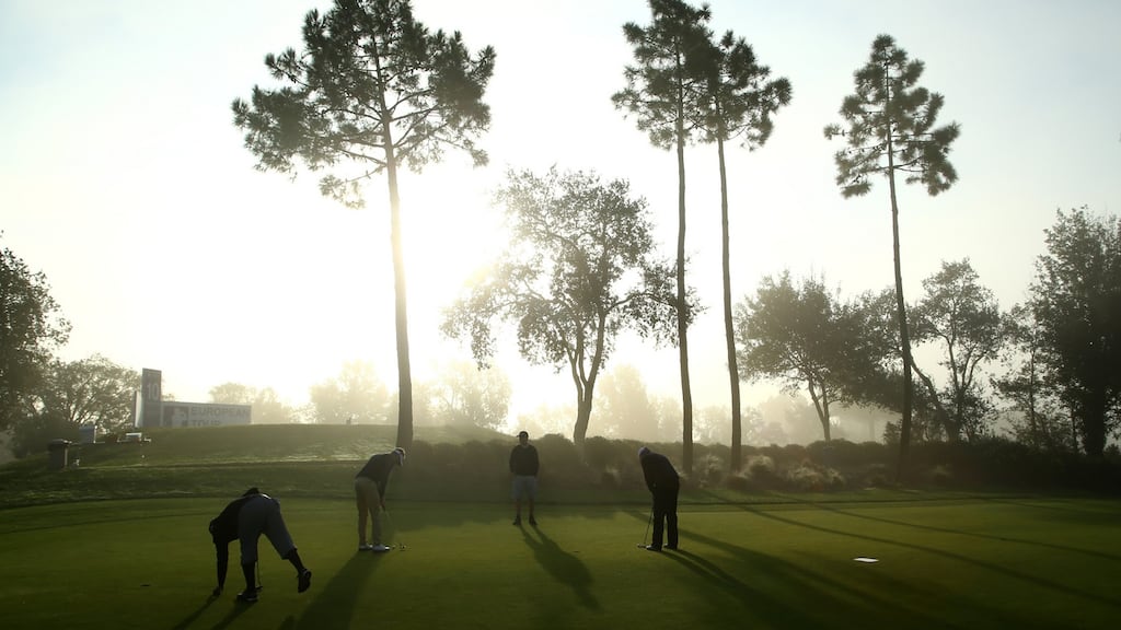 Players warm up on the practise range before the first round of the European Tour Qualifying School Final at PGA Catalunya Resort on November 14, 2015 in Girona, Spain. (Photo by Richard Heathcote/Getty Images)