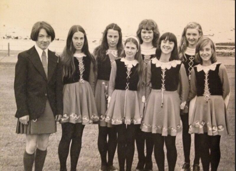 Andrews School dancers on the Larne promenade in the 1970s. Angeline King recalls: “When I was a little girl in the 1980s, we’d wear our green, white and gold dresses for the May Day festival and then red, white and blue for the Twelfth. I used to attend band practice with my dad’s Chaine Memorial band in the town hall on a Wednesday night and then attend the Andrews school of Irish dancing in the same hall on a Saturday morning.”
