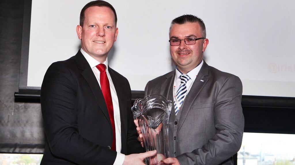 Padraig O’Reilly, from Clonakilty, (right) was recognised on Saturday by the Irish Red Cross for his more than 20 years of work supporting local communities. Photograph: Claire Nash