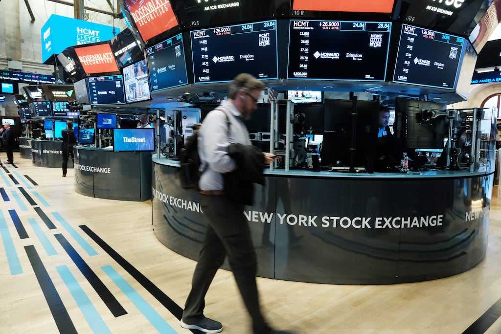 Traders work on the floor of the New York Stock Exchange. Retail investors are increasingly bullish. Photograph: Photo by Spencer Platt/Getty Images