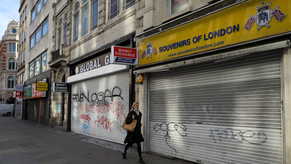 Shuttered tourist shops in London. Photograph: Chris Ratcliffe/Bloomberg