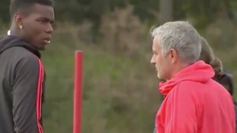Screengrab from a Sky Sports video showing Paul Pogba’s reaction to comments made by José Mourinho. Photograph: Sky Sports