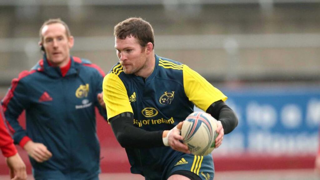 Donnacha Ryan is put through his paces at training earlier this week. Photograph: Billy Stickland/Inpho