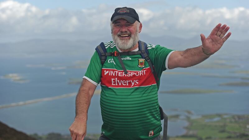 Willie McLoughlin from Castlebar on Croagh Patrick in Co Mayo on Sunday. Photograph: Conor McKeown