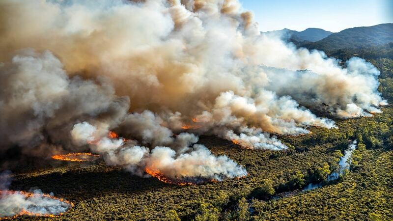 Large bushfires are burning in Tasmania. Photograph: Tasmania Parks and Wildlife Service/Reuters