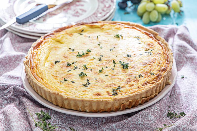 Goat's cheese, thyme and black grape tart