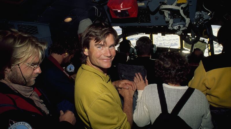Alex Lowe and an expedition team in a plane above Queen Maud Land, Queen Maud Land, Antarctica. Photograph: Gordon Wiltsie/National Geographic/Getty Images
