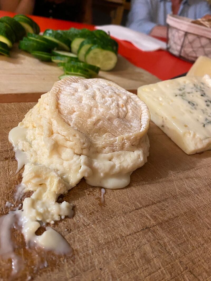 Cheese served at a tasting at L’Etiquette  wine shop (10 rue Jean du Bellay, Île Saint Louis, Paris 75004 )