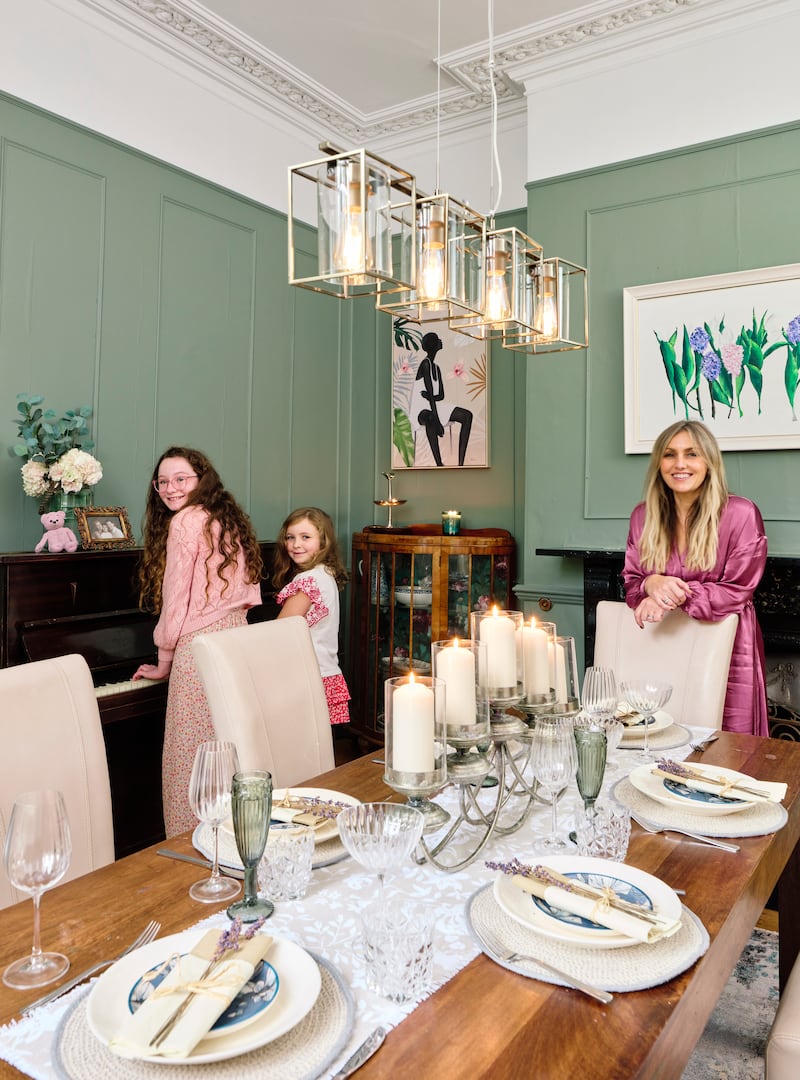 Aoife with her girls, Alice (12) and Liliana (8). Photograph: Philip Lauterbach