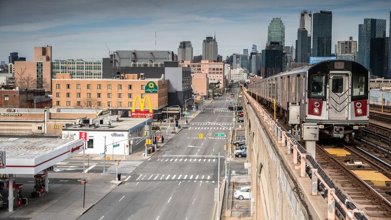 A view of empty streets in Queens, New York on March 21st. Photograph: Juan Arredondo/NYT