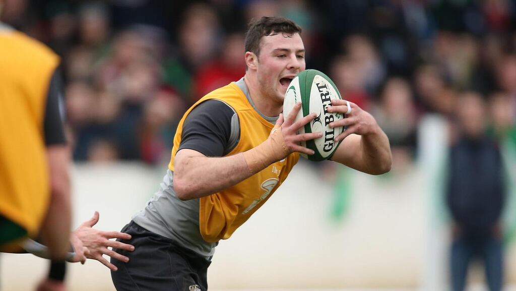 Robbie Henshaw faced his Connacht team mates in the Sportsground yesterday, they’ll hope it won’t become a regular occurrence any time soon. Photograph: Billy Stickland/Inpho