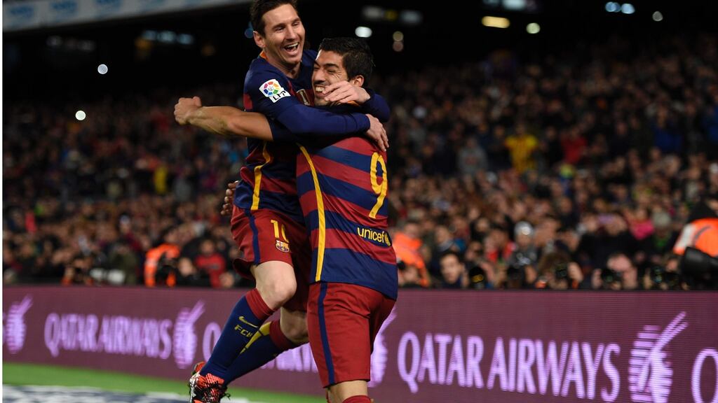 Both Lionel Messi and Luis Suarez are part of the Barcelona squad travelling to Dublin this weekend. Photograph: Getty Images