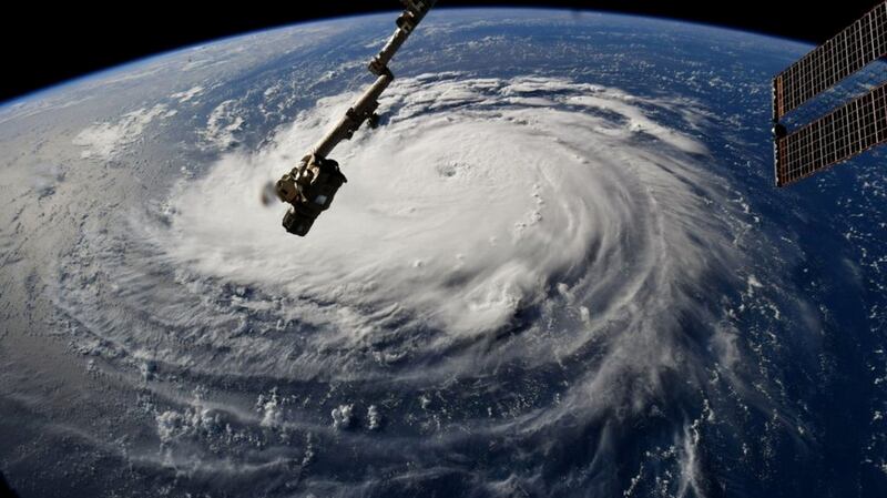 Hurricane Florence is seen from the International Space Station as it churns in the Atlantic Ocean towards the east coast of the United States on Monday. Photograph: Nasa/Retuers