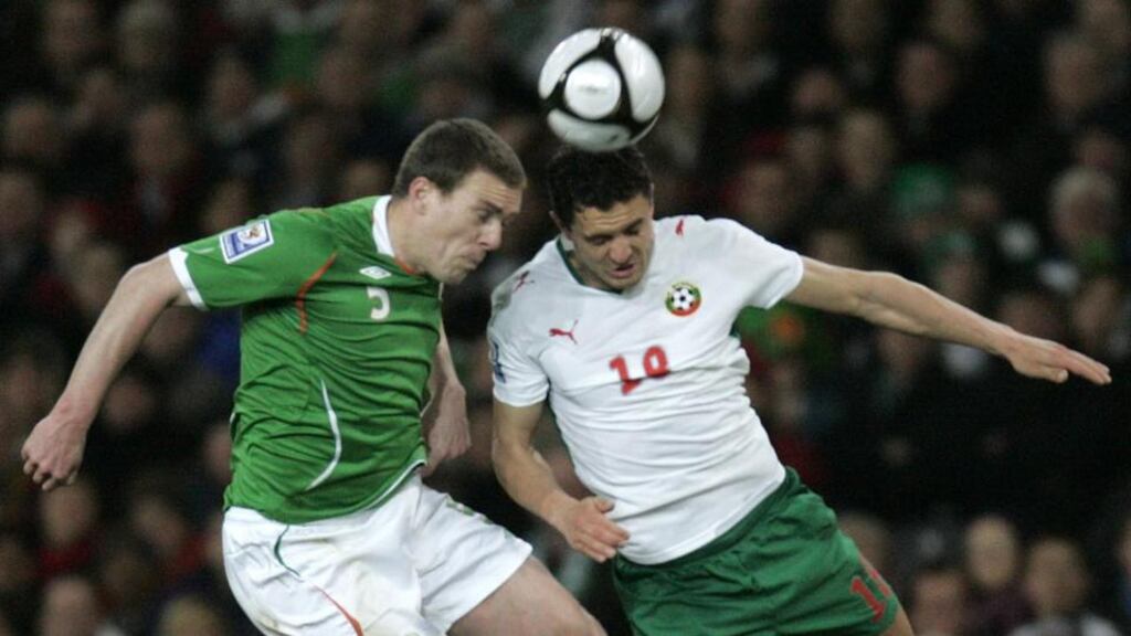 Richard Dunne (left) will sit out this week’s friendly. Photographer: Dara Mac Dónaill / The Irish Times