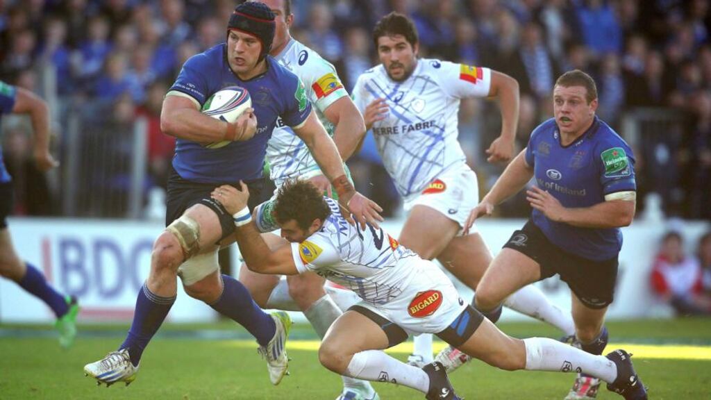 Leinster’s Seán O’Brien is tackled by  Julien Tomas of Castres. Photograph: Morgan Treacy/Inpho