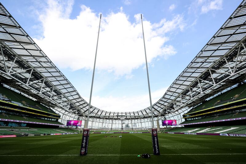 If Leinster beat Munster in their URC semi-final clash this weekend, the Aviva Stadium will host the final of the competition. The Dublin venue is already penned in to host the EPCR Champions Cup final between Leinster and La Rochelle later this month. Photograph: Ben Brady/Inpho
