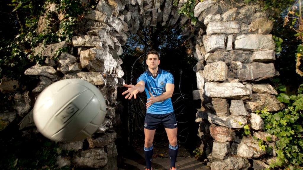 Bernard Brogan helping to launch the new AIG-sponsored Dublin kit at the Iveagh Gardens in Dublin yesterday. Photo: Morgan Treacy/Inpho