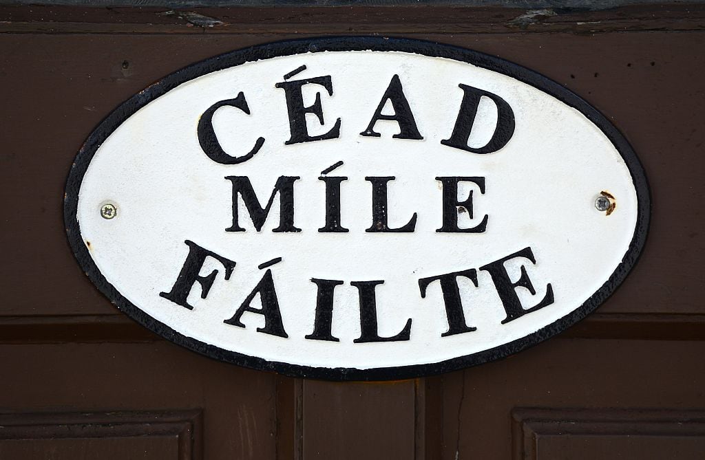 A sign on the front door of a pub in Clonakilty. Photograph: Robert Alexander/Getty Images