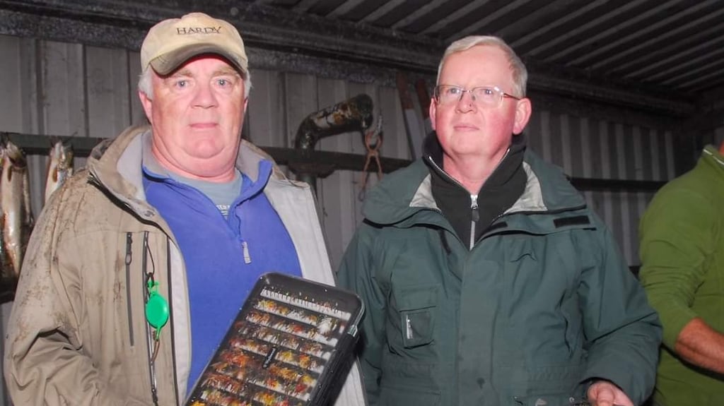 Aiden Heffernan (left), winner of Lough Ennell Trout Preservation Association fundraising competition, with club chairman, David O’Malley.