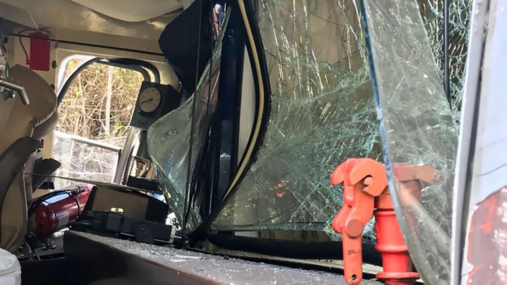 The cab of one of the trains involved in the collision.  Photograph: Scott Haldanescott Haldane/AFP/Getty Images